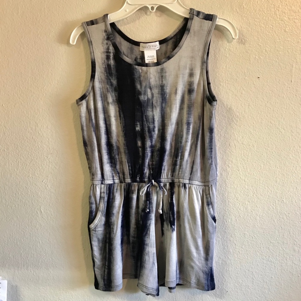 Blue and White Tie-Dye Romper